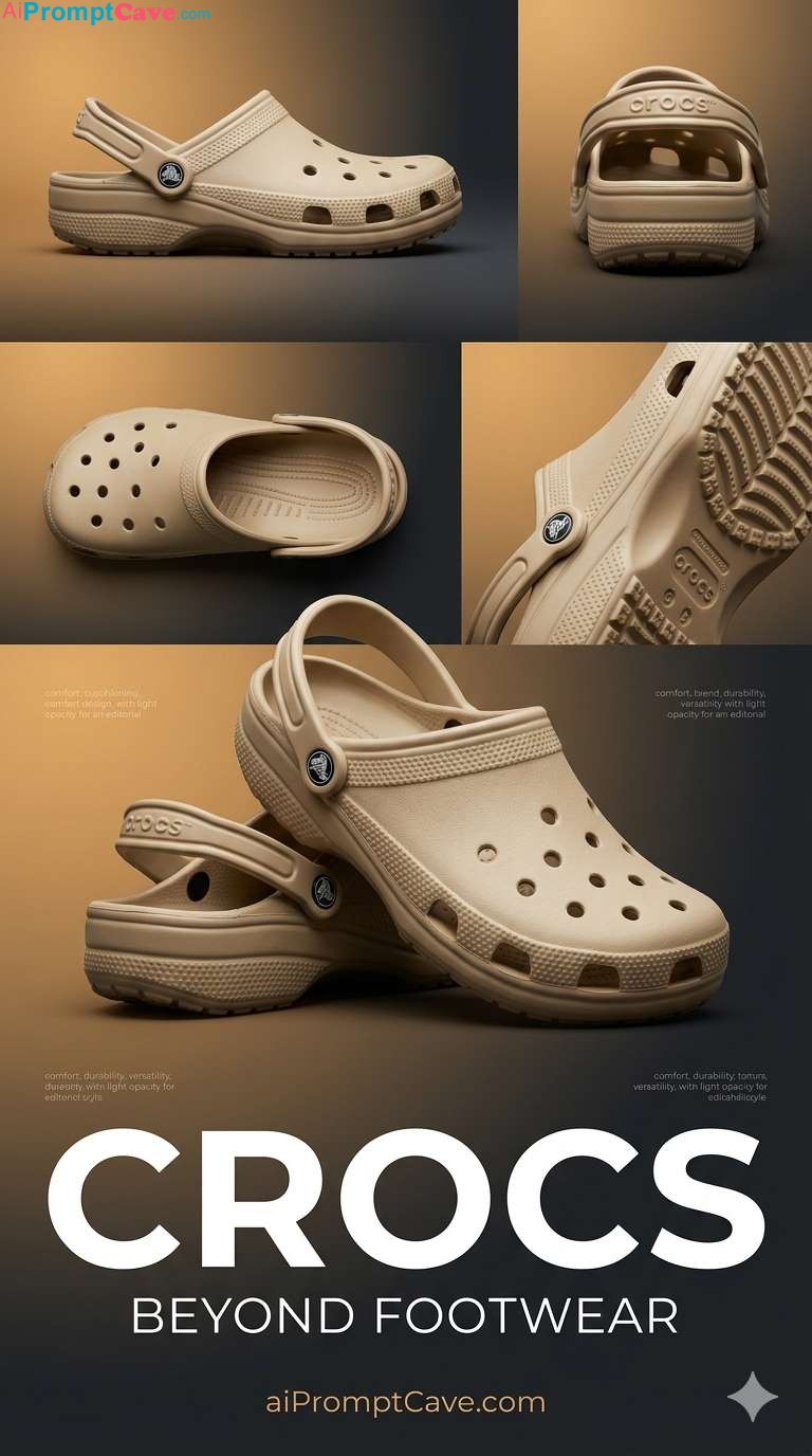 Crocs Product Showcase Ad With Multi-Angle Layout - Free Ai Prompt