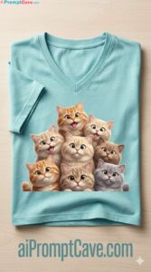 Cute Cat T-Shirt Mockup Ultra Realistic Flat Lay Prompt Using Free Ai Prompt