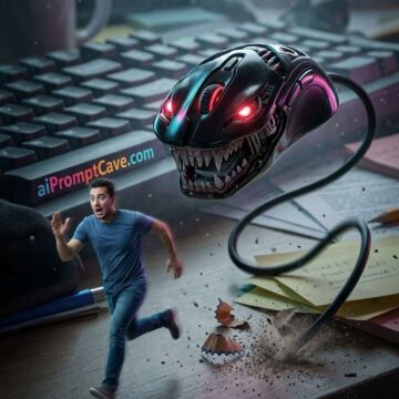 Cyber Horror Macro Prompt with Giant Mouse Creature - Free Ai Prompt