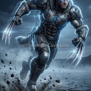 Cyberpunk Male Wolf Warrior Sprint in Epic Midnight Chaos - Free Ai Prompt