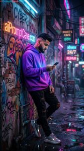 Cyberpunk Urban Portrait Neon Street Style - Free Ai Prompt