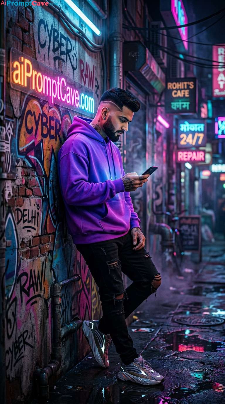 Cyberpunk Urban Portrait Neon Street Style - Free Ai Prompt