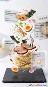Deconstructed Gourmet Food Ingredients with AR UI and Mini Chef Scene - Free Ai Image Prompt
