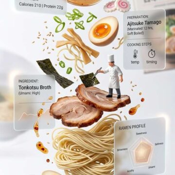 Deconstructed Gourmet Food Ingredients with AR UI and Mini Chef Scene - Free Ai Image Prompt