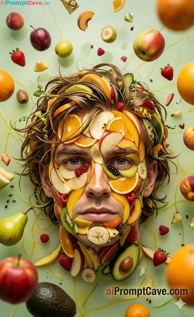 Draw your Face as it Made of Fruit Portrait - Free Ai Prompt