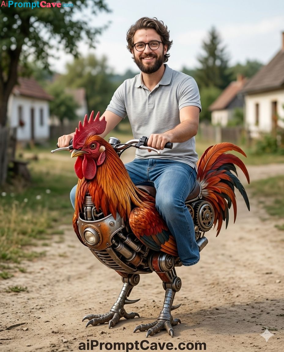 Drive A Mechanical Rooster Bike - Free Ai Prompt