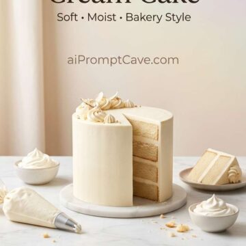 Elegant Cream Cake Pinterest Poster Luxury Bakery Style Food Photography - Free Ai Image Prompt