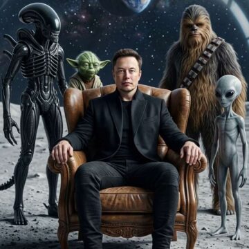 Elon Musk on Moon with Aliens - Sci Fi Scene - Free Ai Prompt