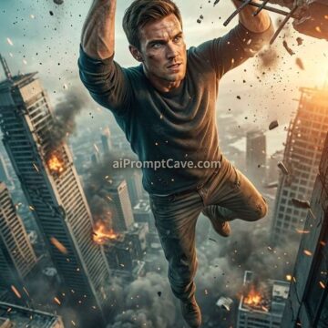 End of The World Skyscraper Survival Action Scene - Free Ai Prompt