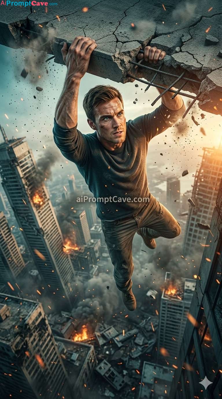 End of The World Skyscraper Survival Action Scene - Free Ai Prompt