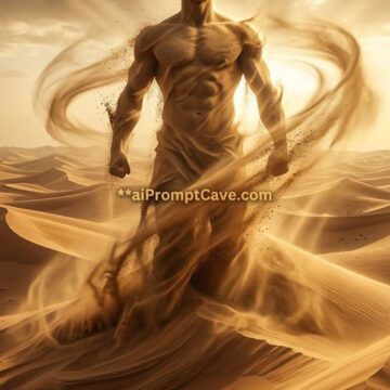 Epic Desert Sandstorm Warrior Forming From Dunes Cinematic Scene - Free Ai Image Prompt