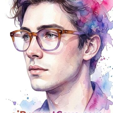 Ethereal Watercolor Portrait Man with Glasses - Free Ai Image Prompt