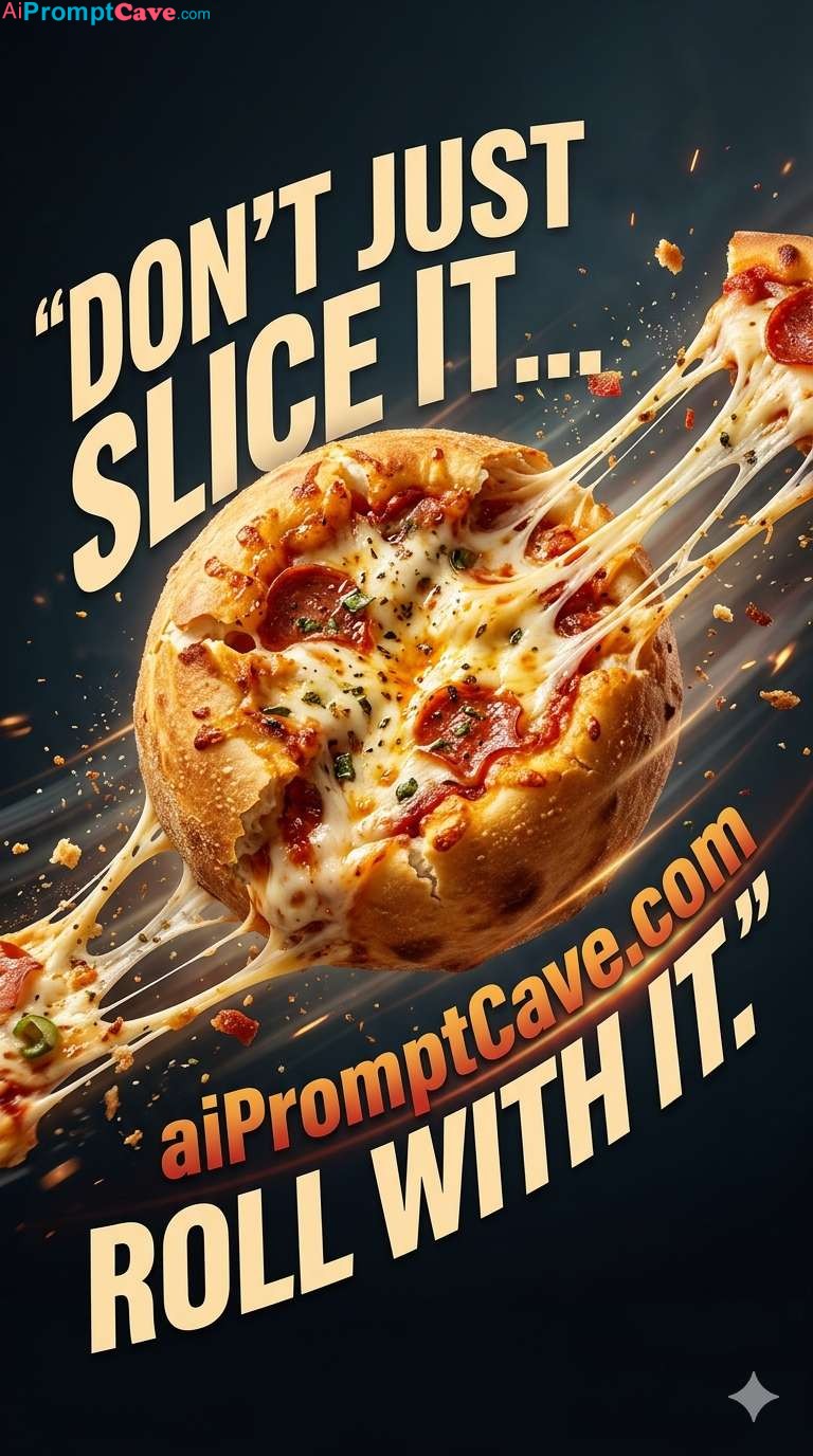 Eye-Catching Pizza Ball Slogan Ad Cinematic Food Branding Design - Free Ai Image Prompt
