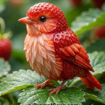 Fantasy Strawberry Bird Photorealistic - Free Ai Image Prompt