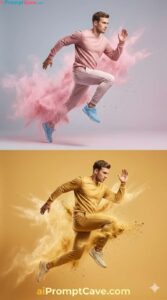 Fashion Athlete Powder Explosion Studio Shot - Free Ai Prompt