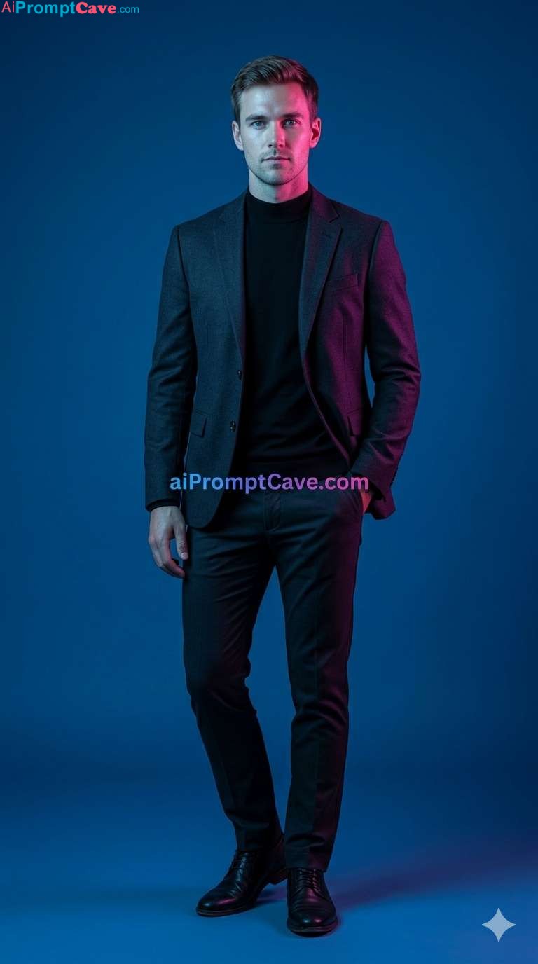 Fashion Neon Portrait With Dual Color Lighting - Free Ai Prompt