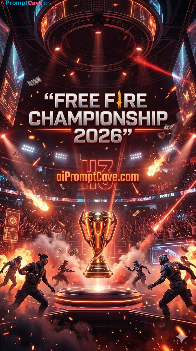 Free Fire Championship 2026 Esports Poster Neon Arena Cinematic Design - Free Ai Image Prompt