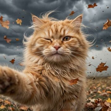 Funny Cat Selfie Storm Scene - Free Ai Prompt