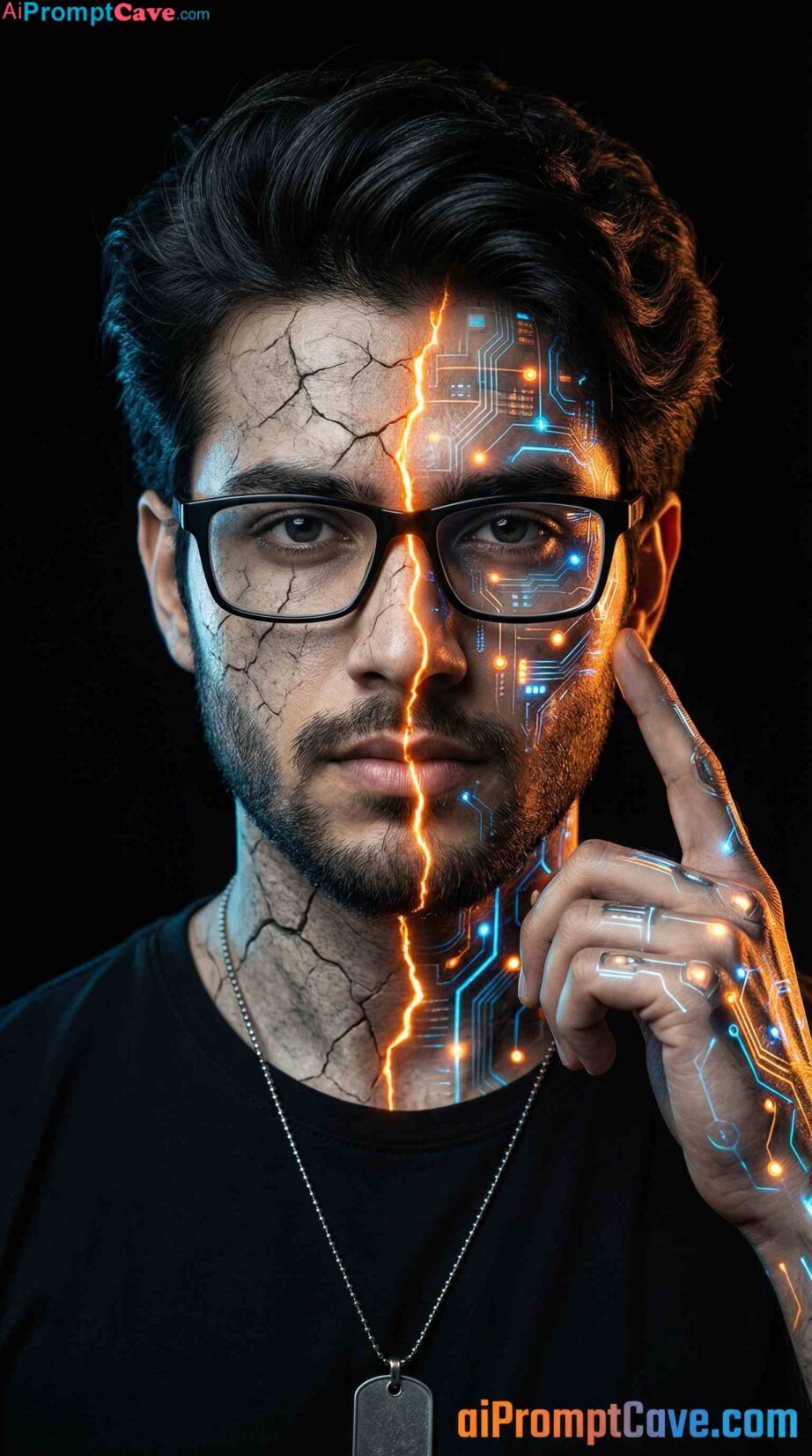 Futuristic Cyber-Tech Half Human Half Robot Portrait – Free Ai Prompt Futuristic Cyber-Tech Half Human Half Robot Portrait - Free Ai Prompt