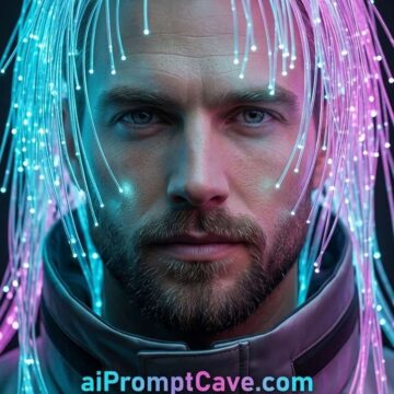 Futuristic Fiber Optic Hair Man Portrait - Free Ai Prompt
