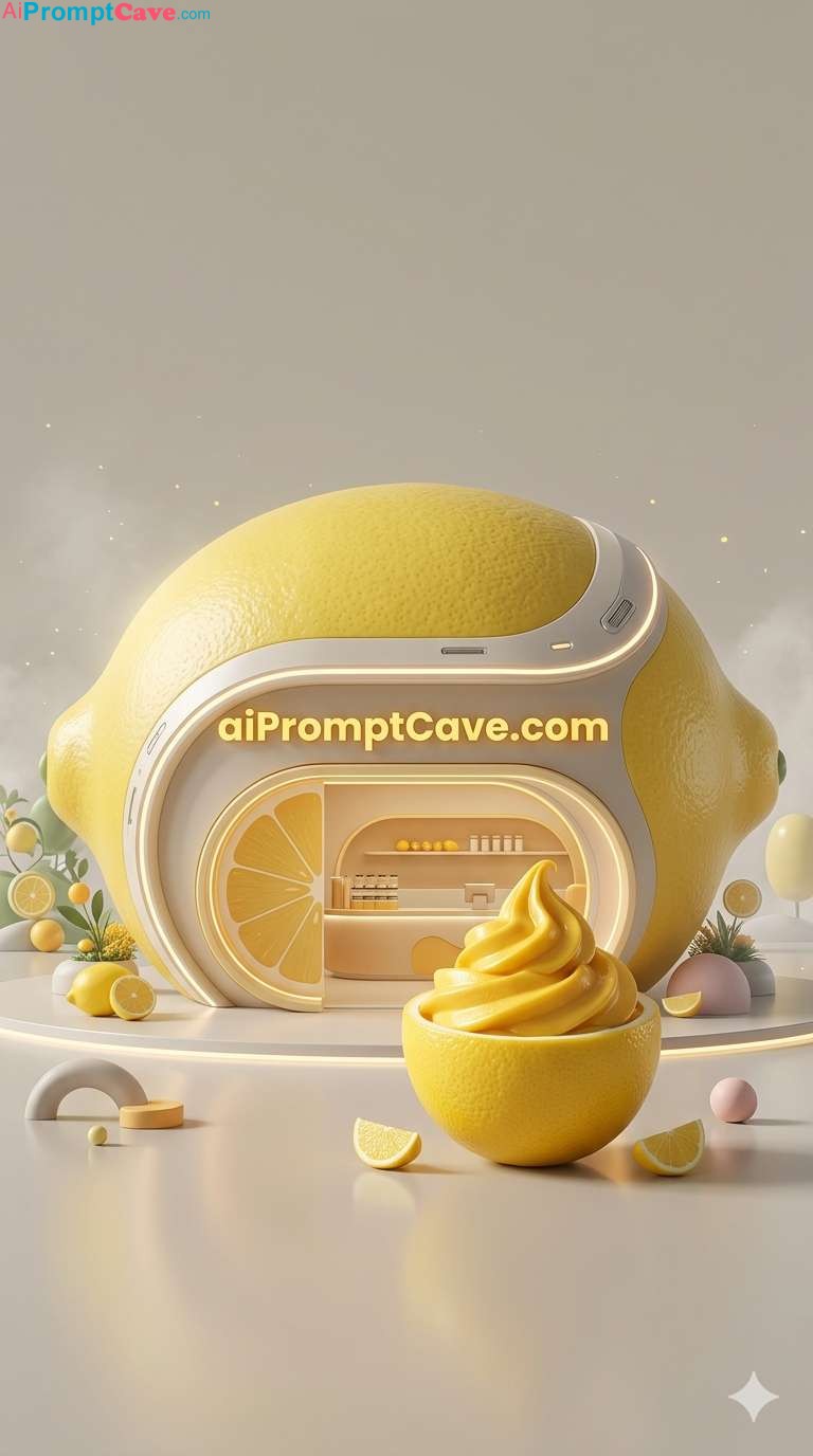 Futuristic Mango Dessert Lemon Shop Dream Design - Free Ai Image Prompt