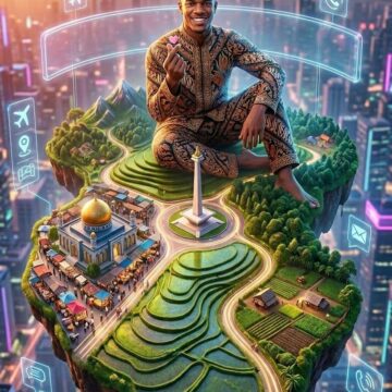 Futuristic Marketing Ad Floating Island Portrait Artwork - Free Ai Prompt