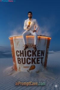 Giant Fried Chicken Bucket - Free Marketing Ad Prompt