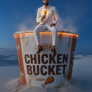 Giant Fried Chicken Bucket - Free Marketing Ad Prompt