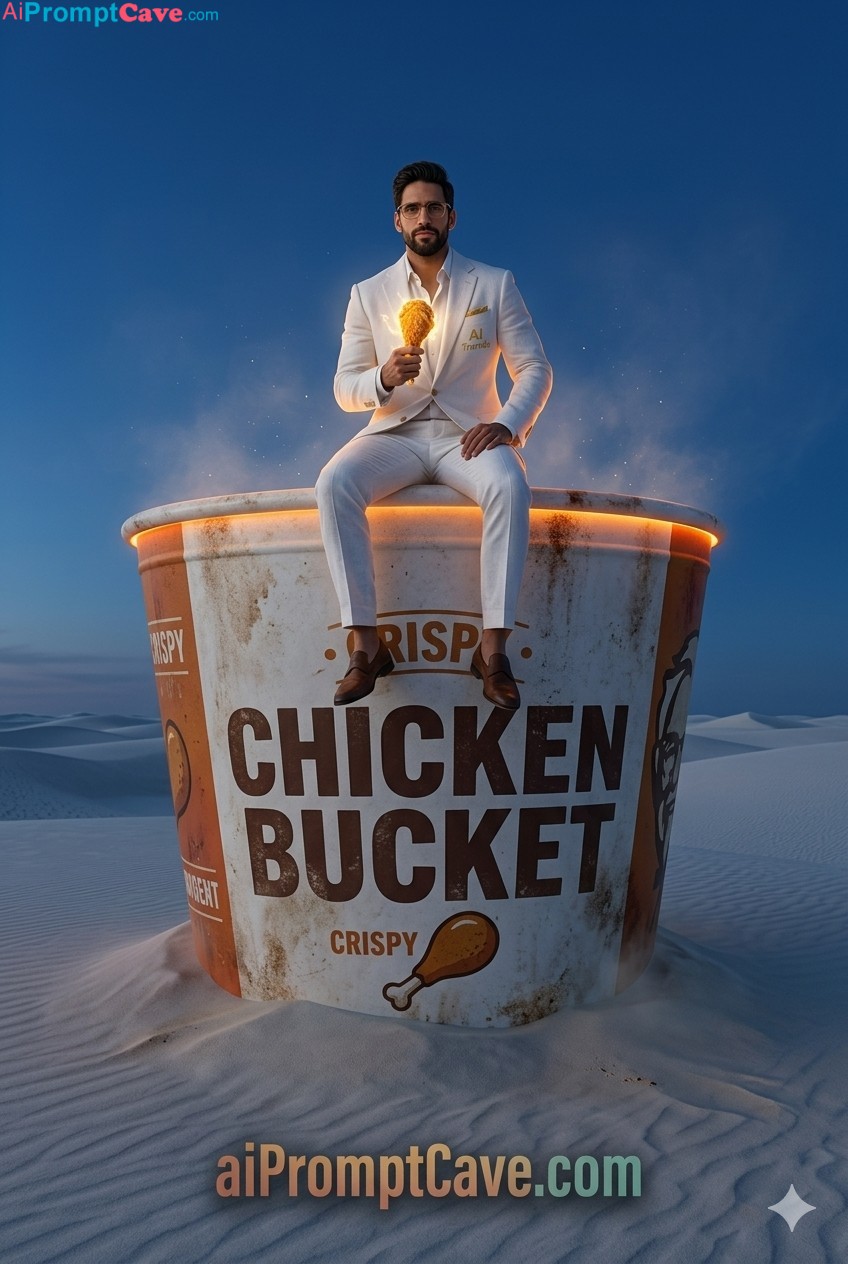 Giant Fried Chicken Bucket - Free Marketing Ad Prompt