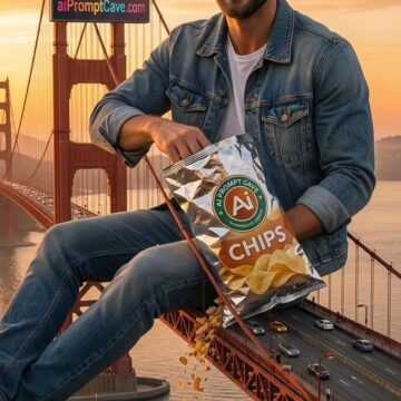 Giant Man on Suspension Bridge Scene - Free Ai Prompt