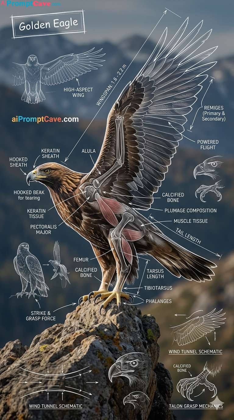 Golden Eagle Technical Infographic Prompt - Free Ai Prompt