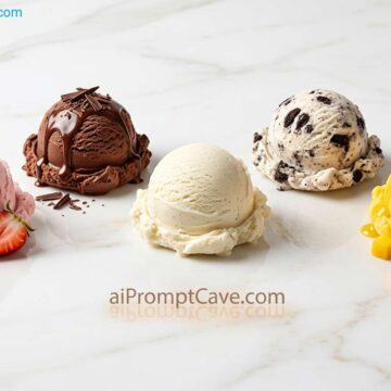 Gourmet Ice Cream Scoops Artisanal Food Photography Dessert Shot - Free Ai Image Prompt