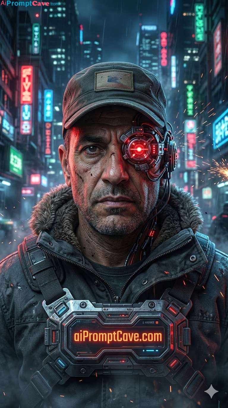High-Detail Cyberpunk Man Portrait – Free Ai Prompt High-Detail Cyberpunk Man Portrait - Free Ai Prompt