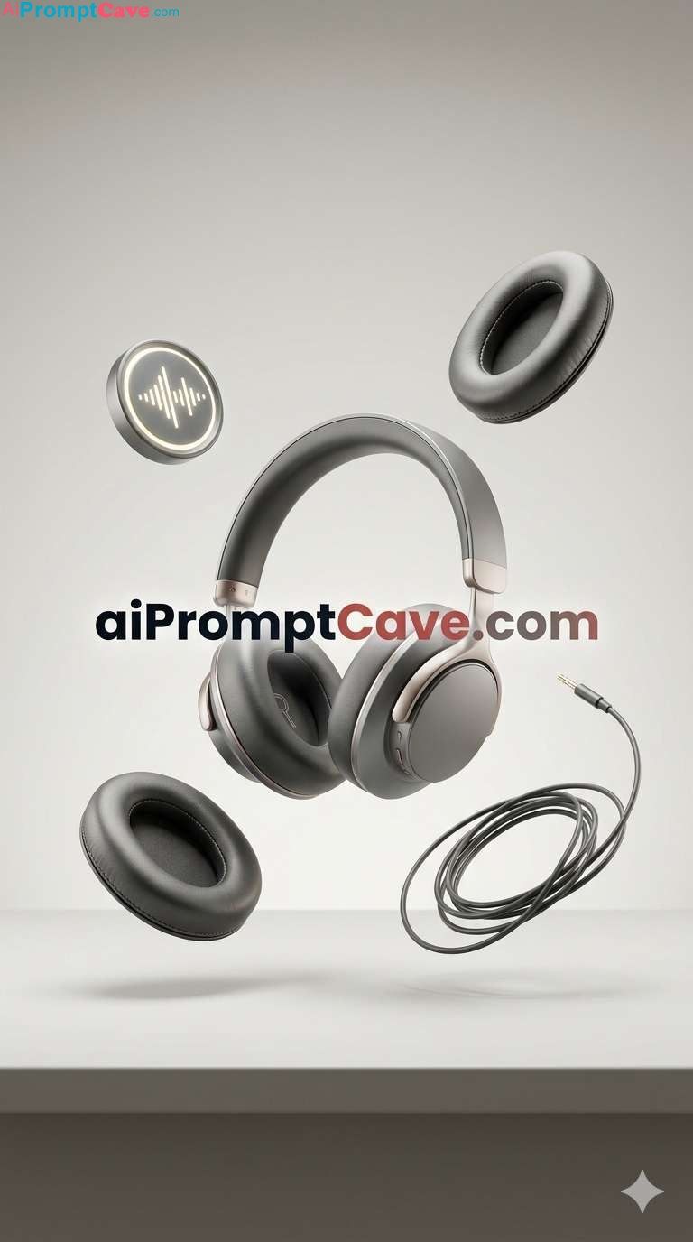 High-End Floating Headphones Product Advertising - Free Ai Image Prompt