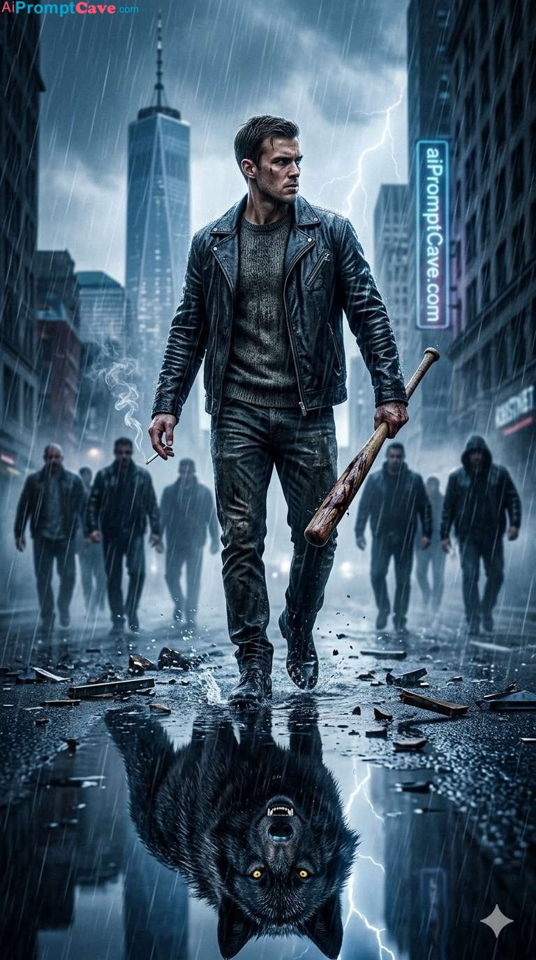 How to Be in Cinematic Gangster Wolf Transformation Storm - Free Ai Prompt