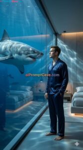 How to Be in Underwater Hotel Shark Scene Prompt - Free Ai Prompt