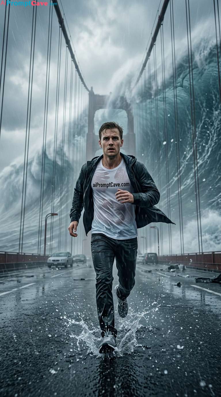 How to Be in a Hyper-Realistic Tsunami Bridge Disaster - Free Ai Prompt