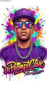 How to Desgin a Colorful Urban Pop Art Portrait Man Neon Graffiti - Free Ai Prompt