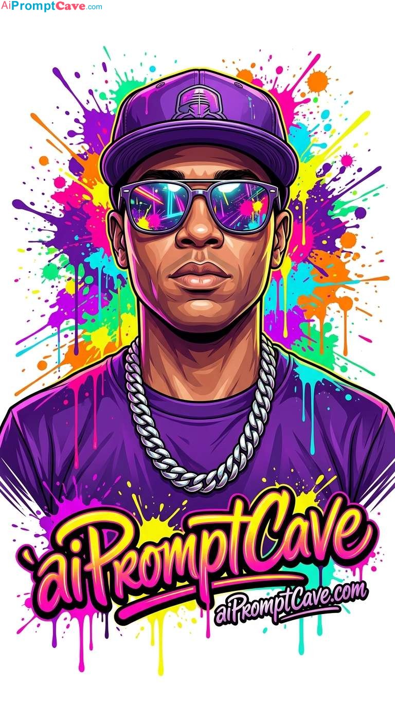 How to Desgin a Colorful Urban Pop Art Portrait Man Neon Graffiti - Free Ai Prompt
