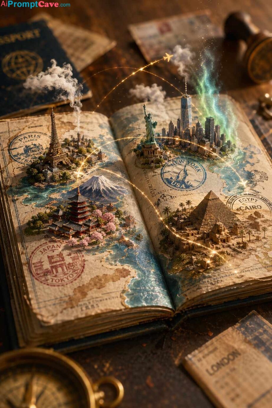 How to Design 3D Cinematic Passport World Travel - Free Ai Prompt