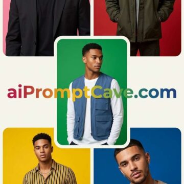 How to Design 5 Panel Male Fashion Collage - Editorial Style - Free Ai Prompt