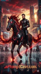 How to Design Cyber Horse Rider Futuristic Scene - Free Ai Prompt
