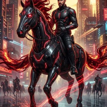 How to Design Cyber Horse Rider Futuristic Scene - Free Ai Prompt