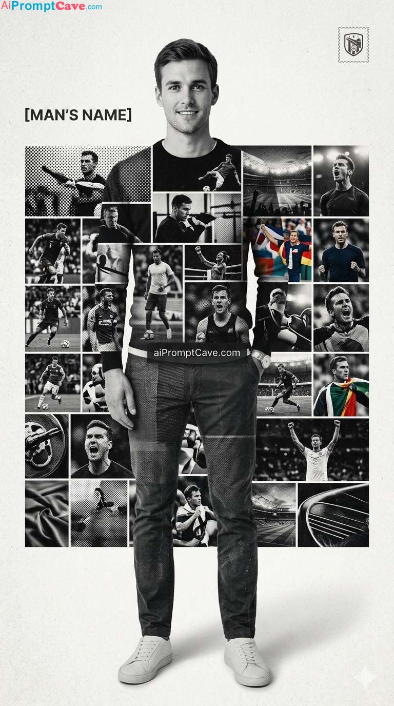 How to Design Elite Sports Mosaic Portrait Poster - Free Ai Prompt