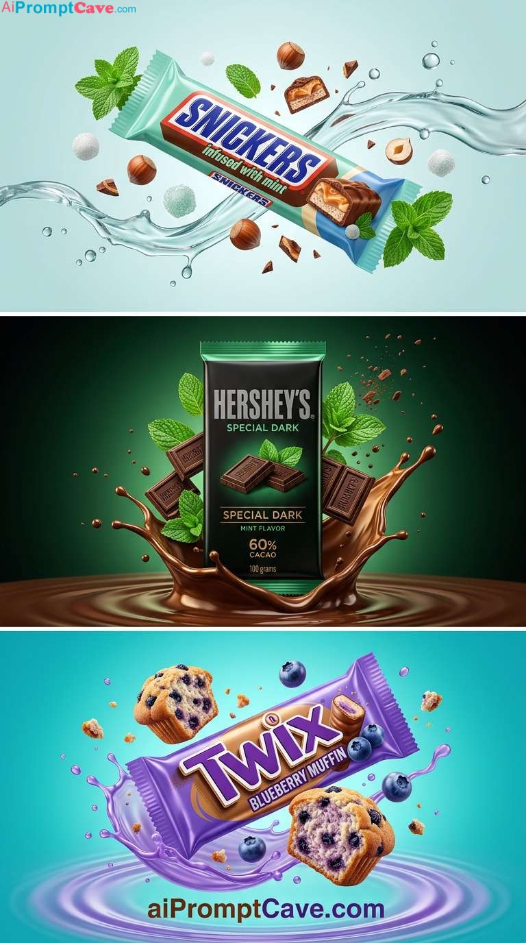 How to Design Luxury Chocolate Product Ads Snickers Hershey Twix - Free Ai Prompt