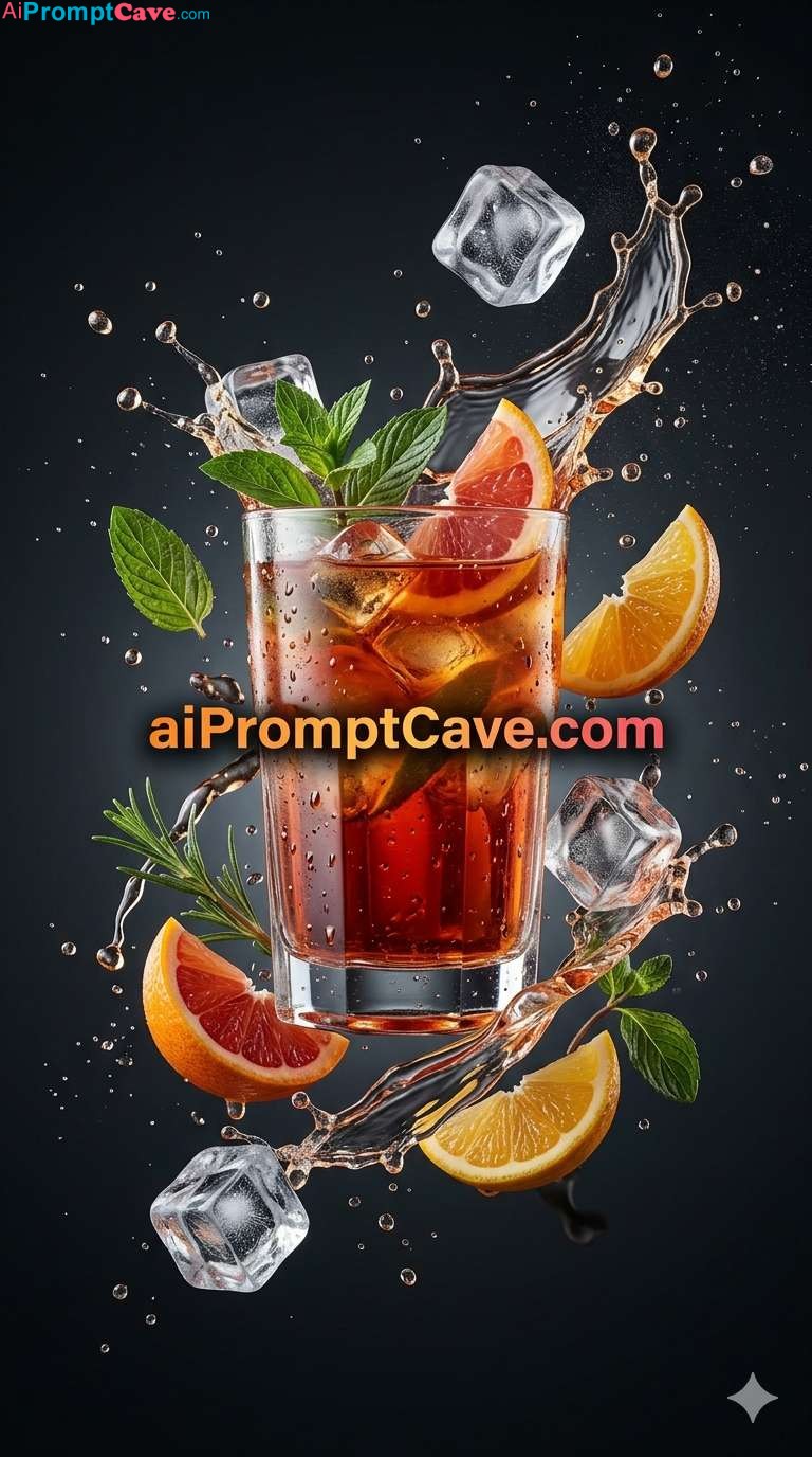 How to Design Marketing Ad of Luxury Cocktail Splash Photography - Free Ai Prompt
