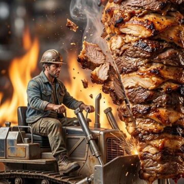 How to Design Miniature Man Bulldozer Shawarma - Free Ai Prompt