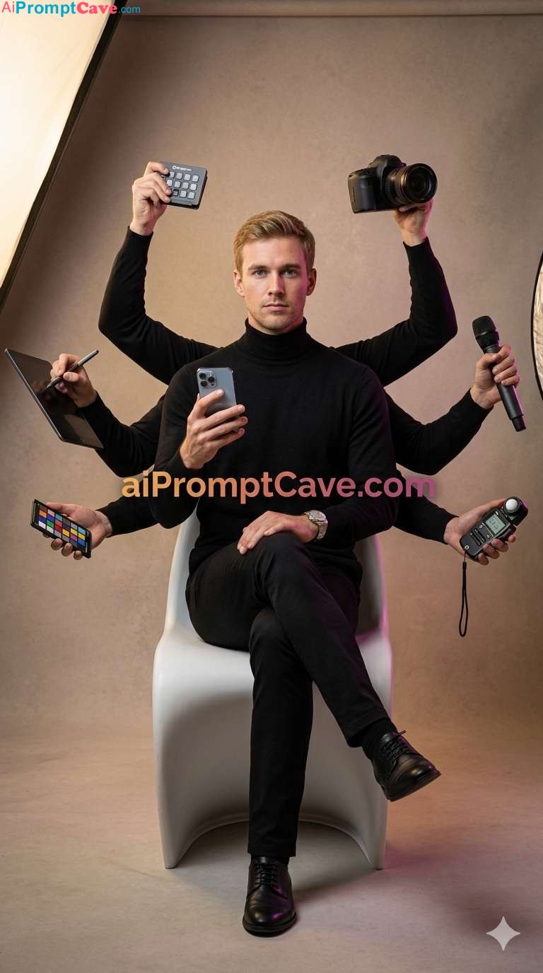 How to Design Multi-Arm Professional Studio Portrait Concept For Any Profession - Free Ai Prompt