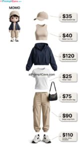 How to Design Sleek AI Fashion Breakdown Infographic With Floating Outfit Layout - Free Ai Prompt