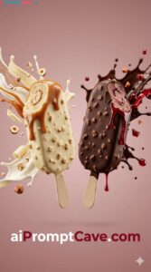 How to Design a Luxury Ice Cream Bars Double Flavor Cinematic Splash Macro Shot - Free Ai Prompt